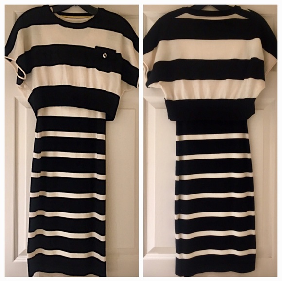 Karen Millen Striped Knit Dress w/Cropped Sweater - Picture 2 of 4